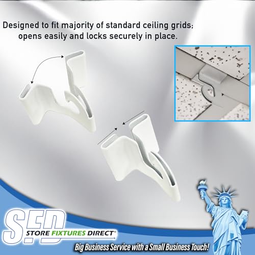 STORE FIXTURES DIRECT Extra Heavy Duty White Aluminum Drop Ceiling Hooks, One Piece Ceiling Grid Clips, 10 Pack - Image 2