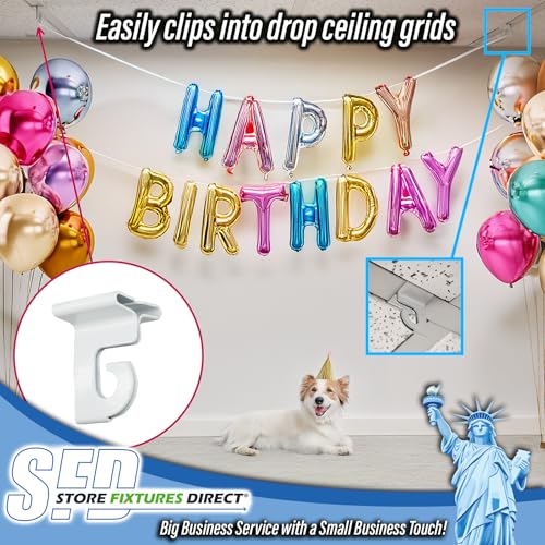 STORE FIXTURES DIRECT Extra Heavy Duty White Aluminum Drop Ceiling Hooks, One Piece Ceiling Grid Clips, 10 Pack - Image 3
