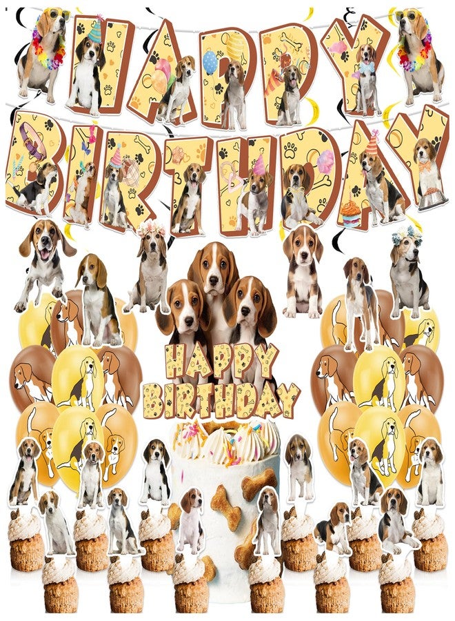 LHDUOFA Beagle Theme Party Supplies - Birthday Decorations Including Happy Birthday Banner, Cake Cupcake Toppers, Hanging Swirls, Balloons for Dog Party - Image 1
