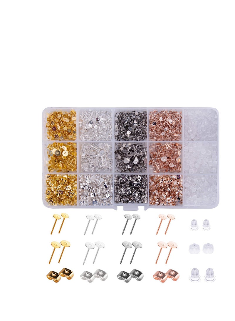 SYOSI Earring Making Supplies, Stainless Steel Earring Posts Earring Backs Flat Pad Earring Studs Earring Blank with Butterfly and Rubber Bullet Earring Backs for Earring Jewelry Making - Image 5