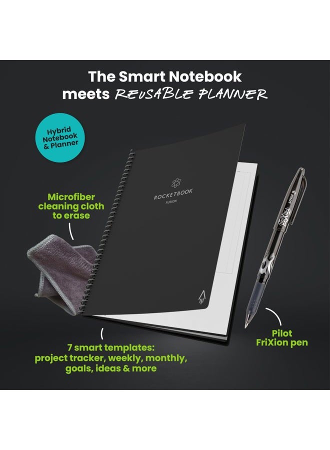 Rocketbook دفتر ملاحظات ذكي قابل لإعادة الاستخدام - تقويم، قوائم المهام، وصفحات نموذج الملاحظات مع قلم بايلوت فريكسون وقطعة قماش ميكروفايبر مضمنة - أسود لانهائي، حجم تنفيذي (15.2 سم × 22.4 سم) - Image 3