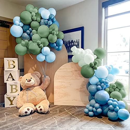 DEAPEICK Slate Blue Balloon Arch KitBaby Blue Light Green Balloons for Baby Shower Boy Birthday Party Backdrop DecorationPastel Seaside Balloon Garland Arch - Image 1