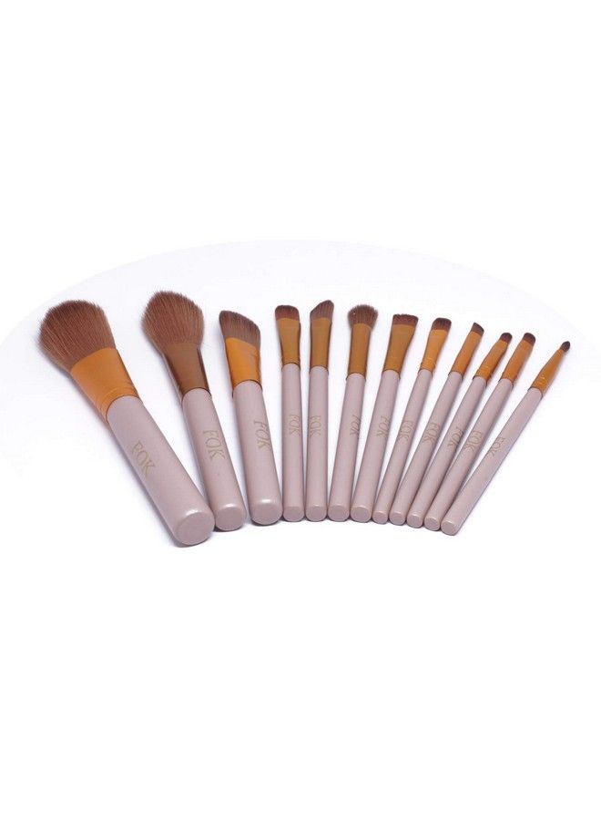 FOK 12 Pc Makeup Brush Kit With Storage Box Complete Cosmetic Beauty Tool Set - Image 2
