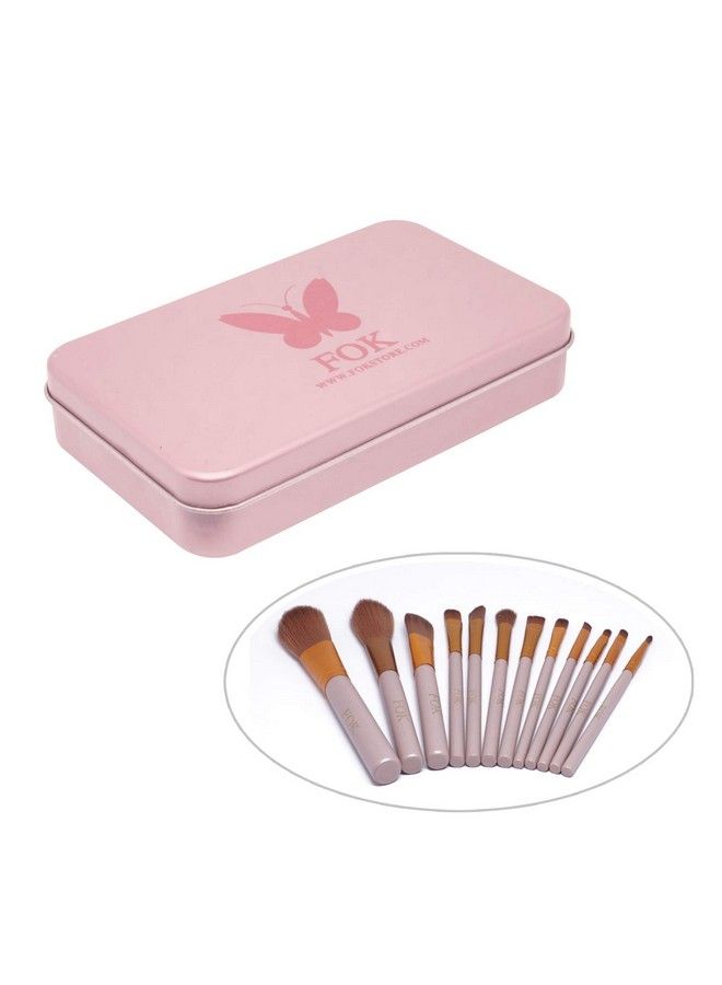 FOK 12 Pc Makeup Brush Kit With Storage Box Complete Cosmetic Beauty Tool Set - Image 1