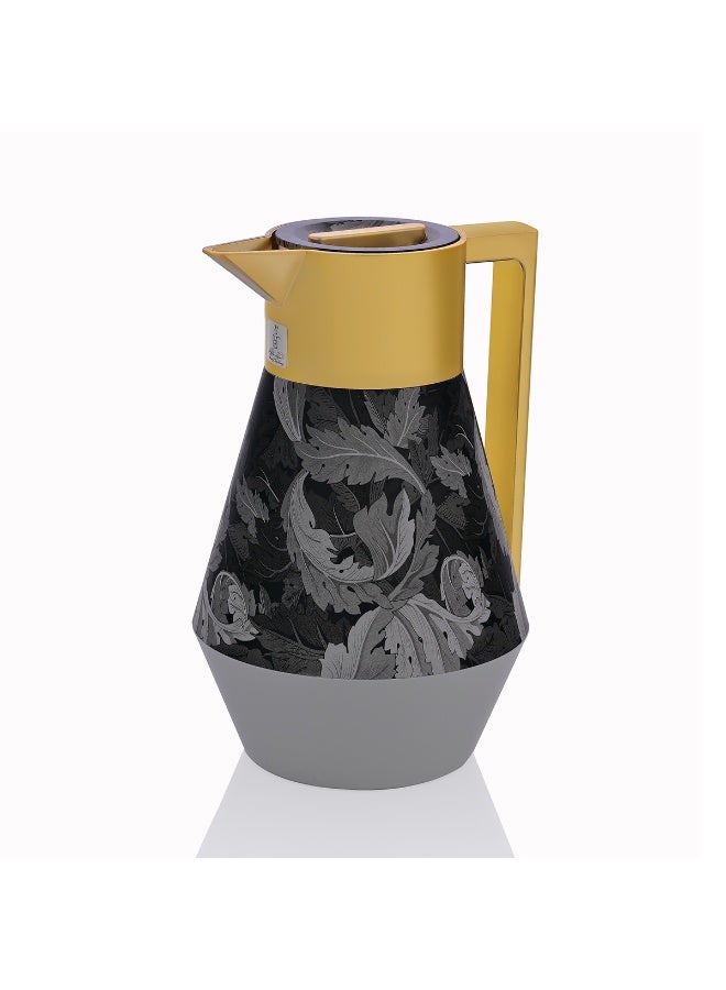 السيف غاليري ترمس ليديا برو إفرست، 1 لتر، نقش ورق شجر، حافظة داخلية زجاج حراري - رمادي فاتح - Image 1