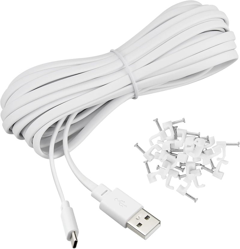 سمايز كابل تمديد بطول 30 قدمًا لكاميرا Ring Pan-Tilt الداخلية (إصدار 2024)، كابل طاقة USB C طويل مسطح - Image 5