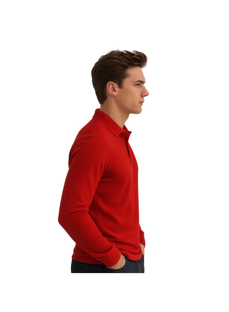 PRINTSHOP4ME Basic Men's Polo Long Sleeve T-Shirt|Comfortable & Stylish Polo Shirt - Image 4