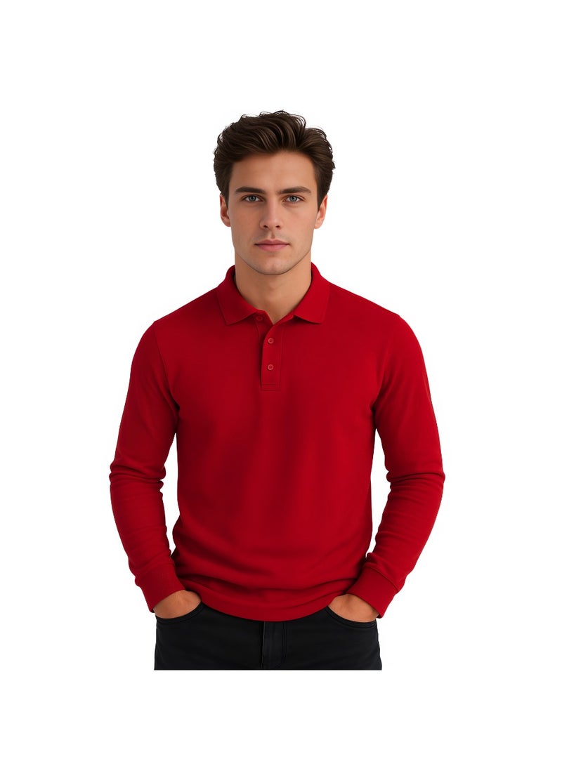 PRINTSHOP4ME Basic Men's Polo Long Sleeve T-Shirt|Comfortable & Stylish Polo Shirt - Image 1