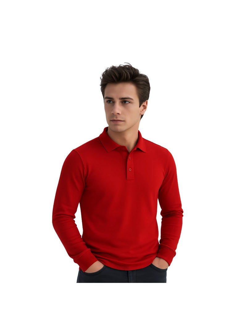 PRINTSHOP4ME Basic Men's Polo Long Sleeve T-Shirt|Comfortable & Stylish Polo Shirt - Image 2