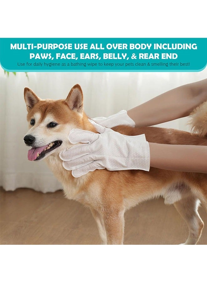 Muyixin مناديل استحمام الحيوانات الأليفة للكلاب والقطط، مناديل تنظيف وتنعيم الفراء، قفازات لتنظيف وإزالة الروائح، 2 حقيبة - Image 3