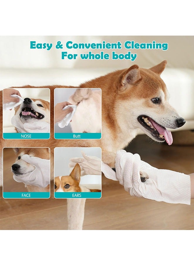 Muyixin مناديل استحمام الحيوانات الأليفة للكلاب والقطط، مناديل تنظيف وتنعيم الفراء، قفازات لتنظيف وإزالة الروائح، 2 حقيبة - Image 2