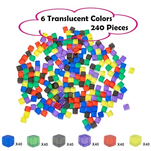 AiFanS 240 Pieces Centimeter Cubes CountingSorting ToyPlastic Math CubesEarly Development Activity Games with Portable BoxTranslucent6 Colors - Image 5