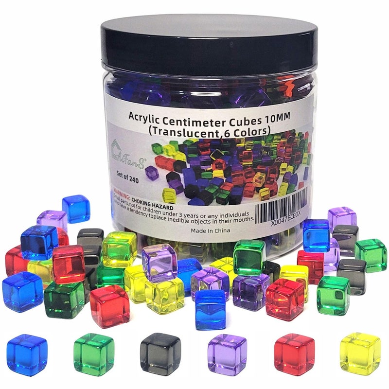 AiFanS 240 Pieces Centimeter Cubes CountingSorting ToyPlastic Math CubesEarly Development Activity Games with Portable BoxTranslucent6 Colors - Image 3