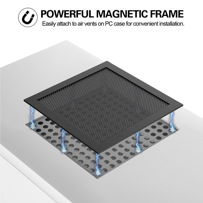 MoKo فلتر غبار موكو 140 مم لمروحة تبريد الكمبيوتر 4 عبوات إطار مغناطيسي شبكة غبار مروحة الكمبيوتر فلتر تبريد الكمبيوتر غطاء PVC واقي من الغبار شوايات مروحة الكمبيوتر سوداء - Image 3