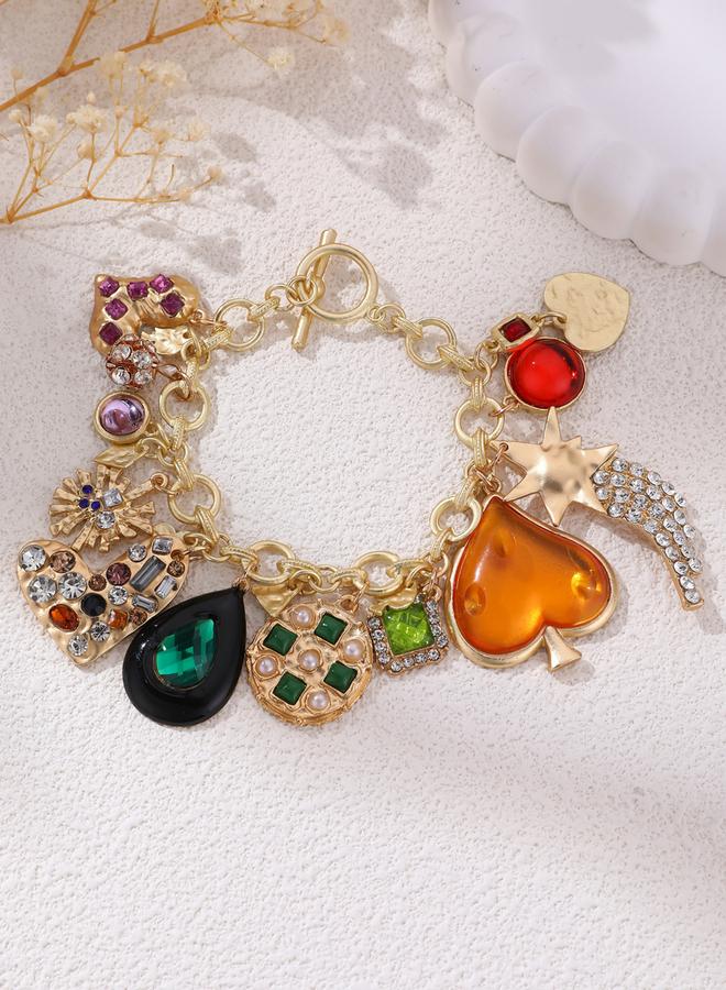 Take Two Multi Teardrop Heart Shaped Charm Bracelet - Image 3