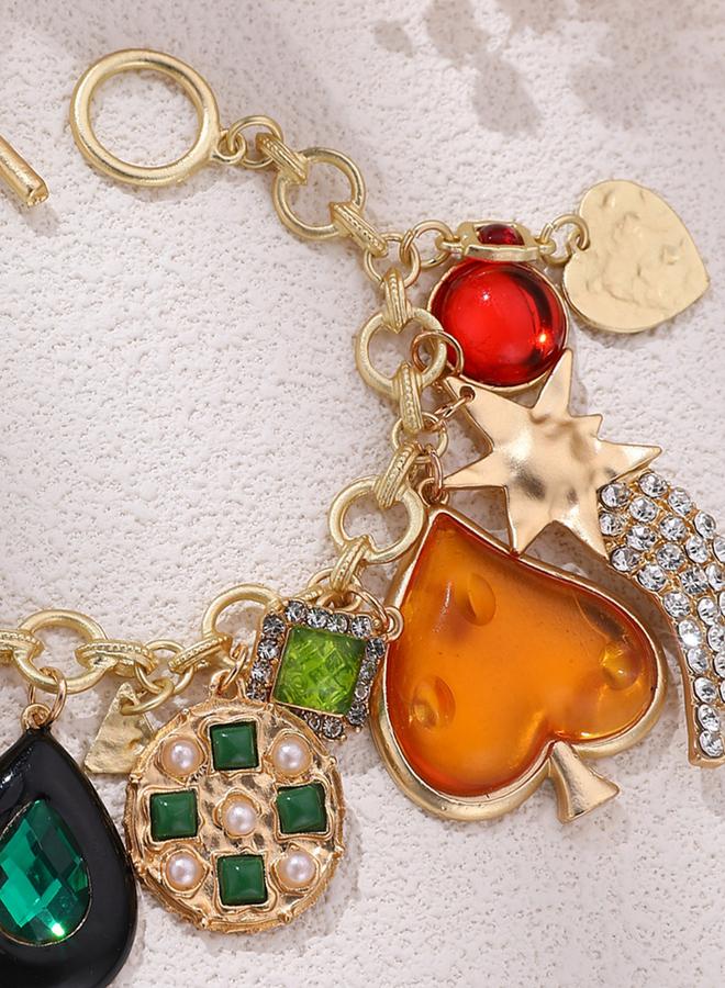 Take Two Multi Teardrop Heart Shaped Charm Bracelet - Image 5