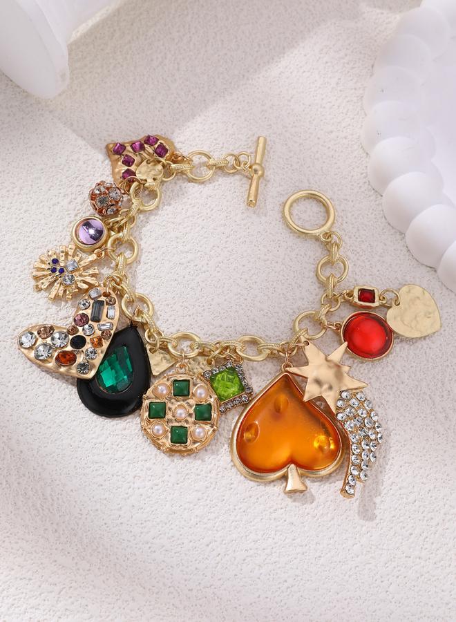 Take Two Multi Teardrop Heart Shaped Charm Bracelet - Image 2