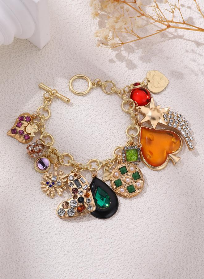 Take Two Multi Teardrop Heart Shaped Charm Bracelet - Image 4