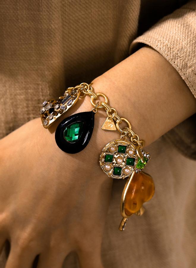 Take Two Multi Teardrop Heart Shaped Charm Bracelet - Image 1