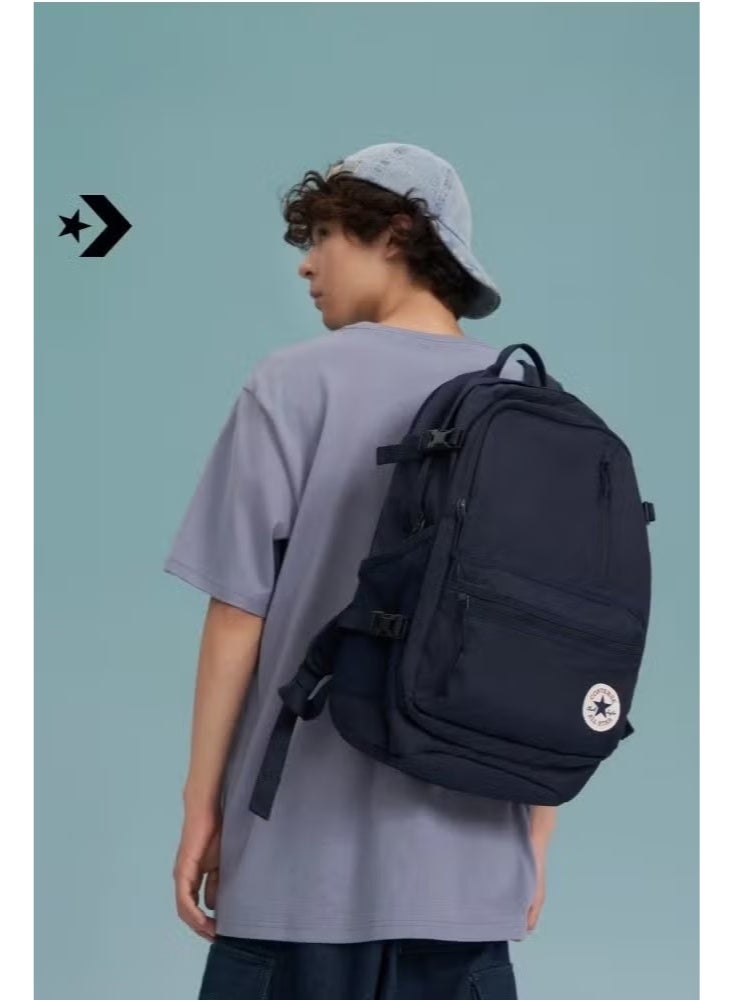 CONVERSE حقيبة ظهر كونفيرس للجنسين بسعة كبيرة مع قسم للكمبيوتر المحمول، حقائب مدرسية متعددة الجيوب، حقائب غير رسمية للمدرسة والسفر والعمل - تصميم كلاسيكي بحافة مستقيمة باللون navy - Image 5