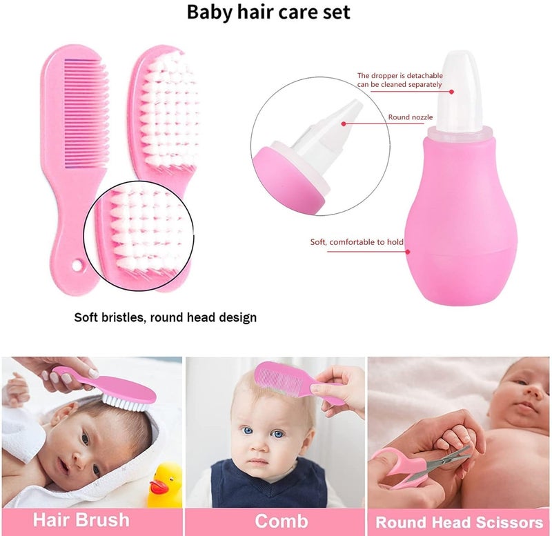 ERHETUS Premium Manicure Grooming Kit for New Born Kids | 10 in 1 Set of Hair, Nail, Ear Grooming Tools | Healthcare Accessories to Keep Infants & Toddlers Clean | Perfect Baby Shower Gift (Pink) - Image 4
