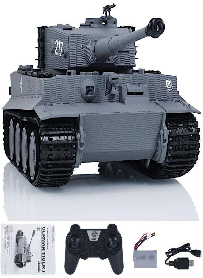 POCO DIVO German Tiger I Heavy Tank, 1/24 Infrared IR Combat Panzer RTR 2.4Ghz RC Armored Vehicle, Taigen 3841-11-M Standard Paintless Middle Version, Sound Light Recoil WWII Military Model, Gray - Image 1