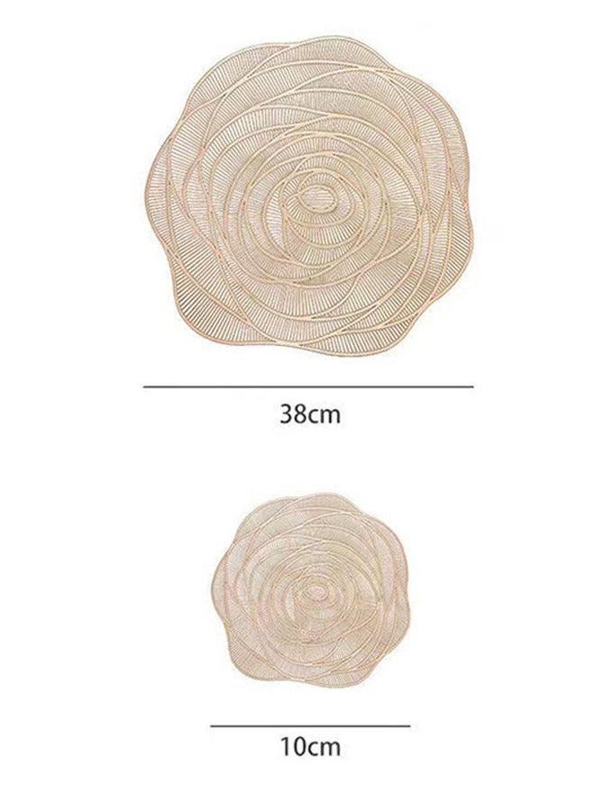 10 Pcs Rose Pattern Dining Table Mats, 6 Pieces of 15-Inch Placemats & 4 Pieces of 4-Inch Coasters, PVC Waterproof & Oil Resistant Decorative Table Runner for Dining Room Kitchen (Pink)  - Image 5