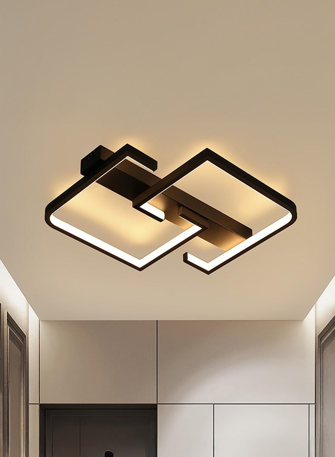 XiuWoo Modern LED Ceiling Light, 30CM, Warm White 3000K, Cast Iron Semi Flush Mount, Polished Metal Finish, Aluminum Shade, Switch Control, Hard-Wired 110-240V, for Bedroom, Hallway, Kitchen, Living Room - Image 1