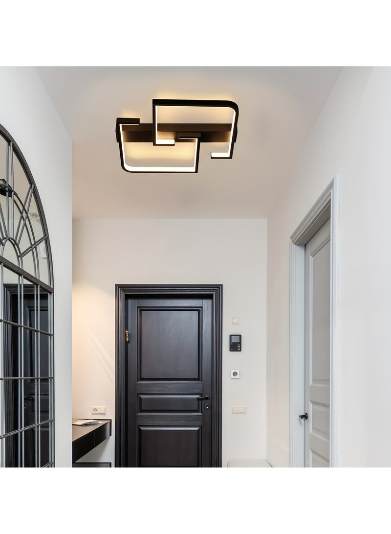 XiuWoo Modern LED Ceiling Light, 30CM, Warm White 3000K, Cast Iron Semi Flush Mount, Polished Metal Finish, Aluminum Shade, Switch Control, Hard-Wired 110-240V, for Bedroom, Hallway, Kitchen, Living Room - Image 2