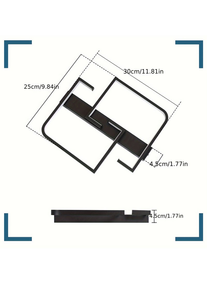 XiuWoo Modern LED Ceiling Light, 30CM, Warm White 3000K, Cast Iron Semi Flush Mount, Polished Metal Finish, Aluminum Shade, Switch Control, Hard-Wired 110-240V, for Bedroom, Hallway, Kitchen, Living Room - Image 3