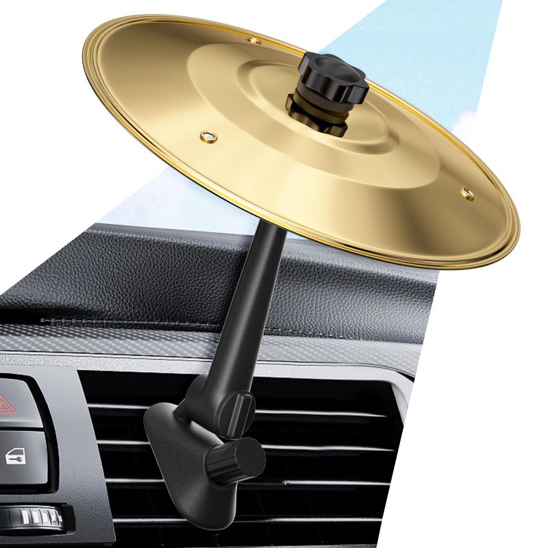 husslean Car Cymbal Air Vent Mini Drum Cymbal for Car Vent Decoration Funny Car Symbol Drum Air Vent Ornament Small Crash Cymbal Accessory Suitable for All Vehicles Gold - Image 3