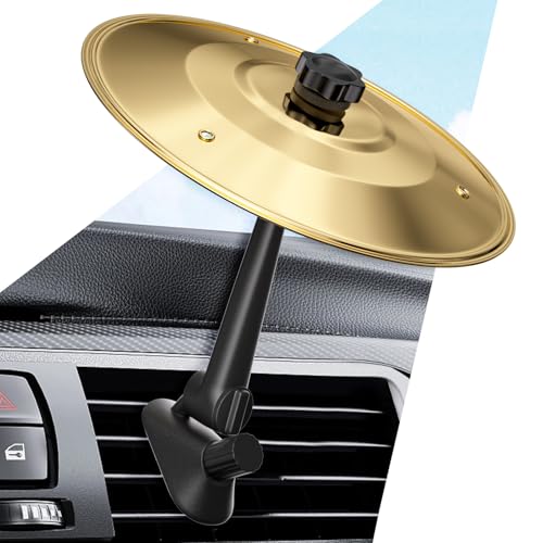 husslean Car Cymbal Air Vent Mini Drum Cymbal for Car Vent Decoration Funny Car Symbol Drum Air Vent Ornament Small Crash Cymbal Accessory Suitable for All Vehicles Gold - Image 1