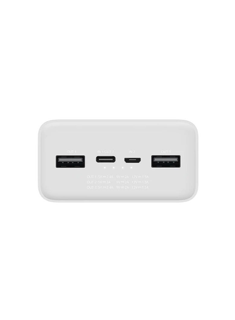 إلترازون 30000mAh Fast Charging Power Bank – High-Capacity Portable Charger with Dual USB & USB-C Output, LED Display, Multi-Device Compatibility, Slim & Durable Battery Pack | White - Image 4