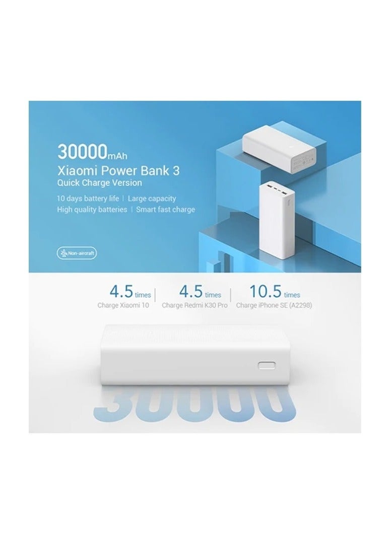 إلترازون 30000mAh Fast Charging Power Bank – High-Capacity Portable Charger with Dual USB & USB-C Output, LED Display, Multi-Device Compatibility, Slim & Durable Battery Pack | White - Image 5