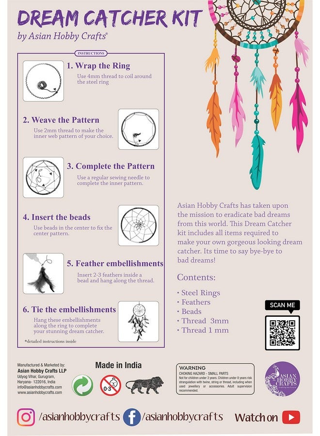 Asian Hobby Crafts Aluminum Diy Dream Catcher Kit (1 x 7 inch, Multicolour) - Image 3