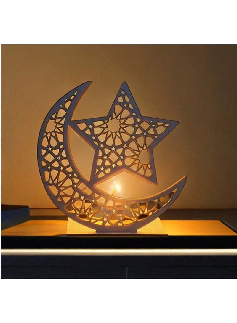 Wooden Decor | Star and Crescent | Office Decor | Home Decor | Graduation Gifts | Birthday Gifts | Festive Decor | Ramadan Decor | Ramadan Crescent | Ramadan Products - Image 1