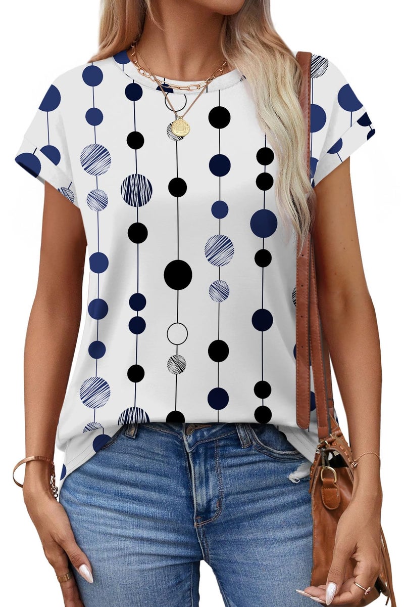 Alaroo Womens Summer Tops Short Sleeve Shirts Spring Clothes Crew Neck Cute Trendy Vacation Outfits Tunic Blouses Print 52 XL - Image 2