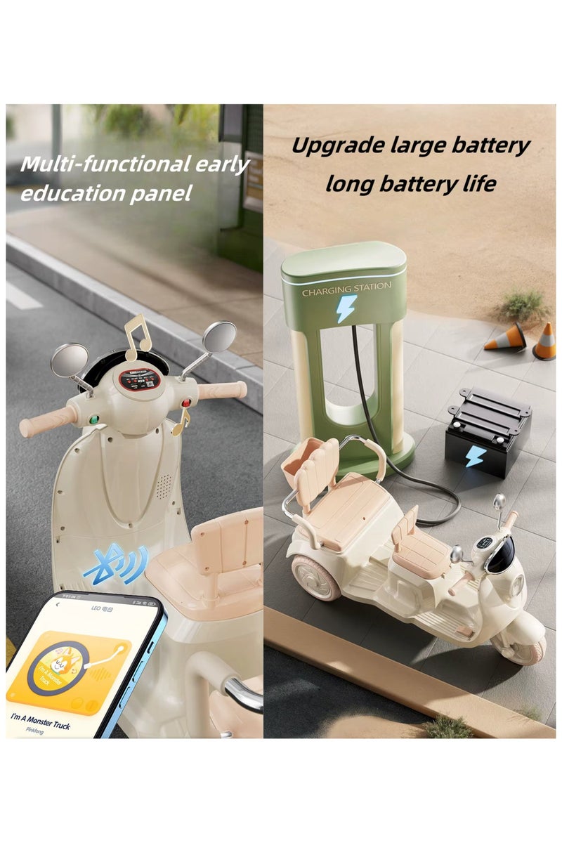 آيباما دراجة نارية كهربائية للأطفال مع موسيقى وأضواء، تصميم بثلاث عجلات، بمقعدين، وبطارية قابلة لإعادة الشحن | للأولاد والبنات من عمر سنتين إلى ست سنوات | ألوان عشوائية - Image 5