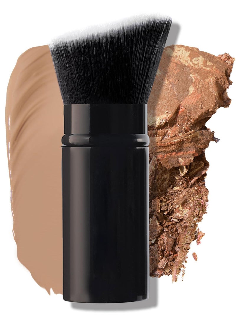 Retractable Black Brush for Liquid, Cream and Powder Face Makeup - Image 1