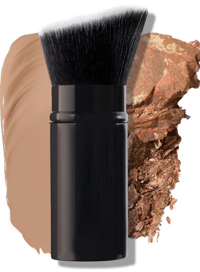 Retractable Black Brush for Liquid, Cream and Powder Face Makeup - Image 1