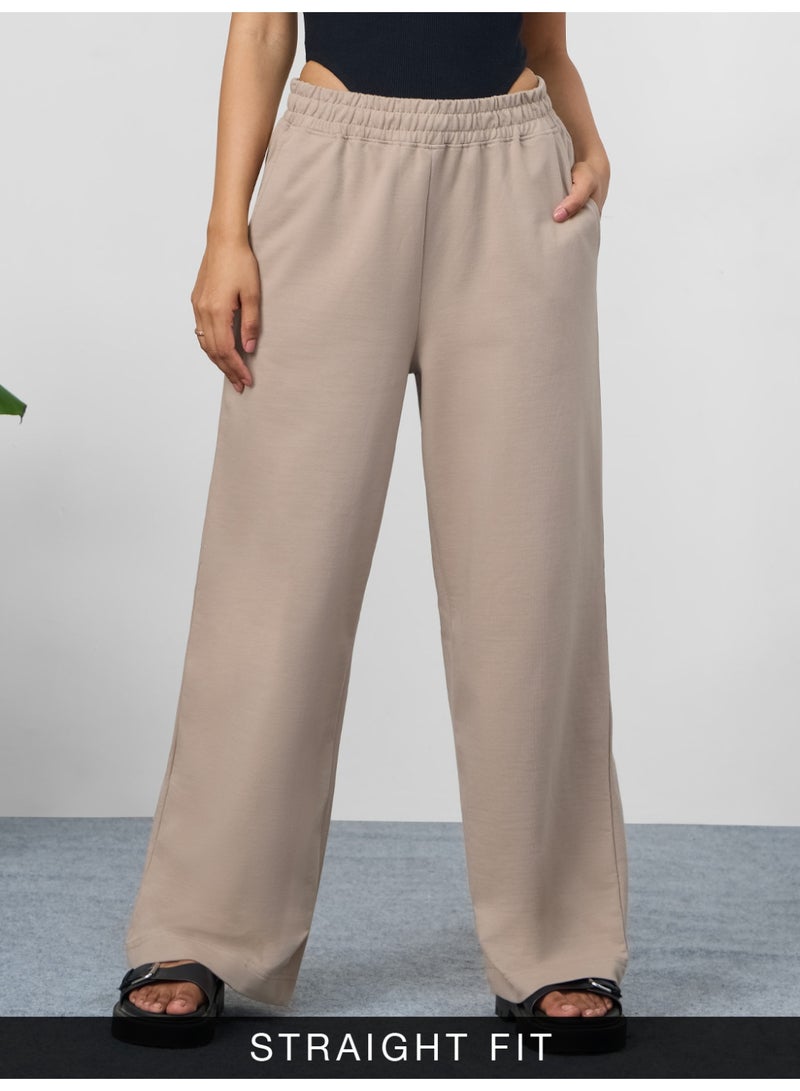 The Souled Store Women Biscuit Brown Solid Straight Fit Joggers - Image 1