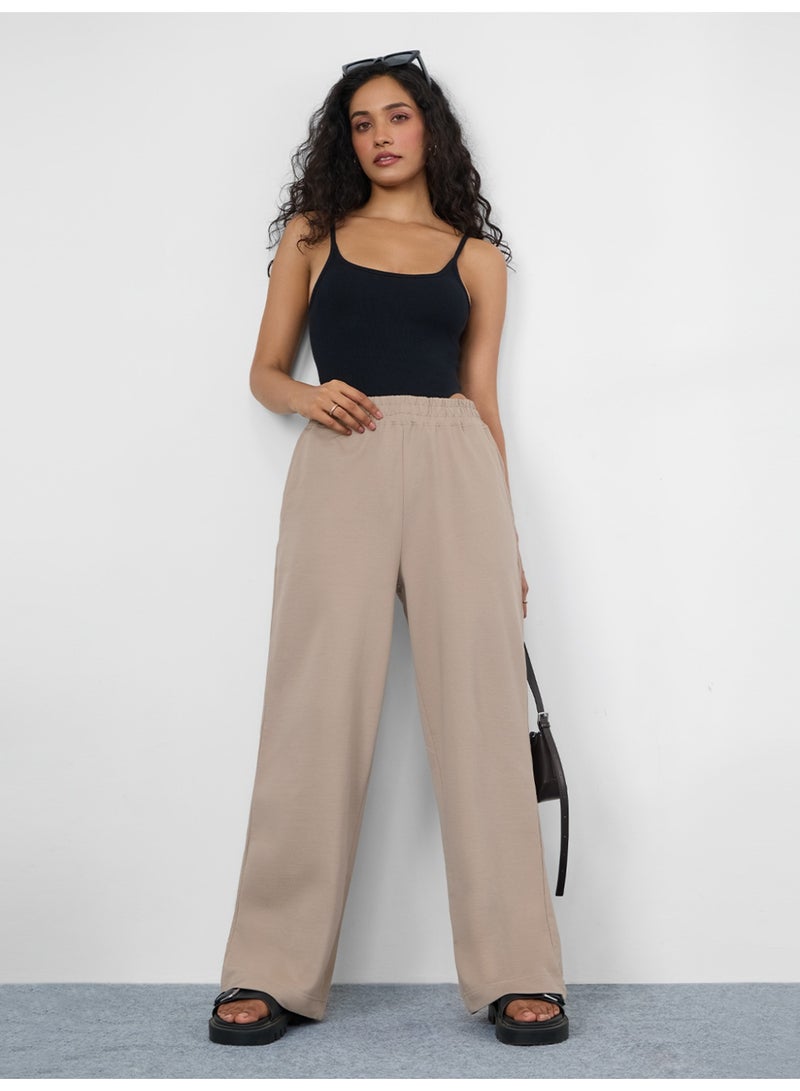 The Souled Store Women Biscuit Brown Solid Straight Fit Joggers - Image 3