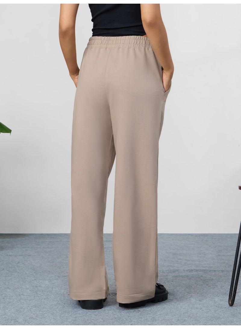 The Souled Store Women Biscuit Brown Solid Straight Fit Joggers - Image 4