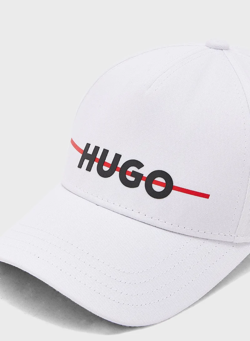 HUGO Logo Print Curved Peak Cap