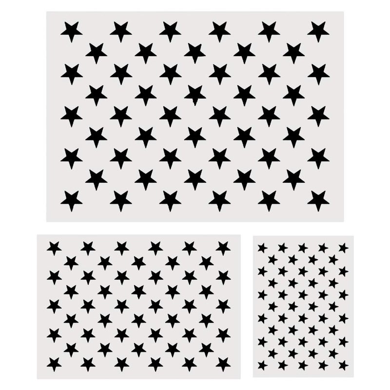 Koogel 3 Sizes 50 Star Stencil Plastic Star Stencil Template for Flag DIY Drawing Painting Craft Projects American Flag Projects