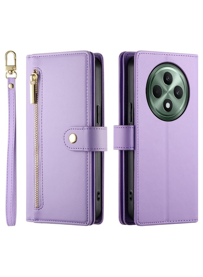 اس-توب جراب لهاتف OPPO Reno12 F 4G / 5G / F27، الهند، حقيبة محفظة بسحاب مزودة بتسع فتحات للبطاقات، جراب هاتف جلدي - Image 2