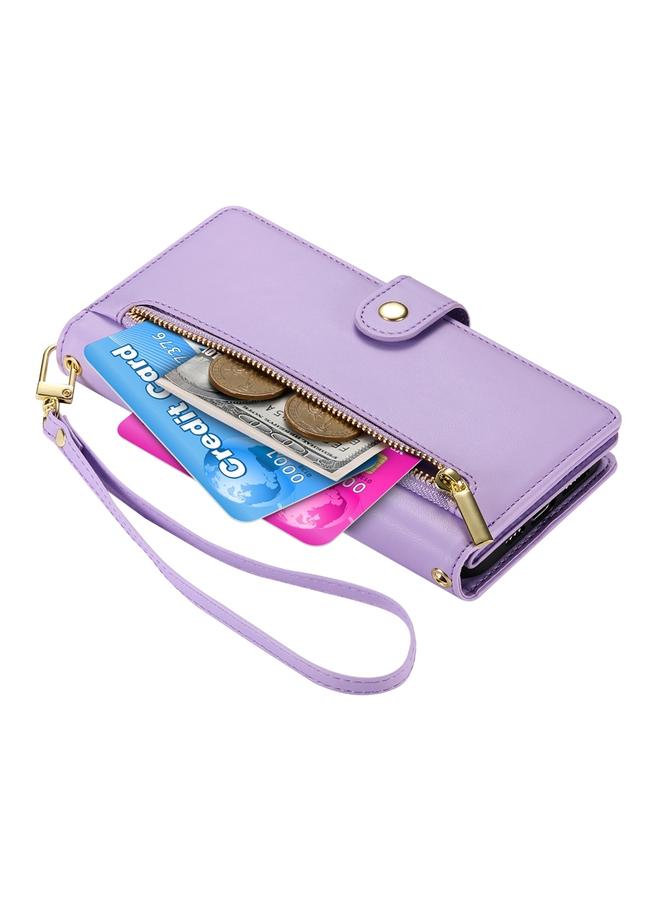 اس-توب جراب لهاتف OPPO Reno12 F 4G / 5G / F27، الهند، حقيبة محفظة بسحاب مزودة بتسع فتحات للبطاقات، جراب هاتف جلدي - Image 5