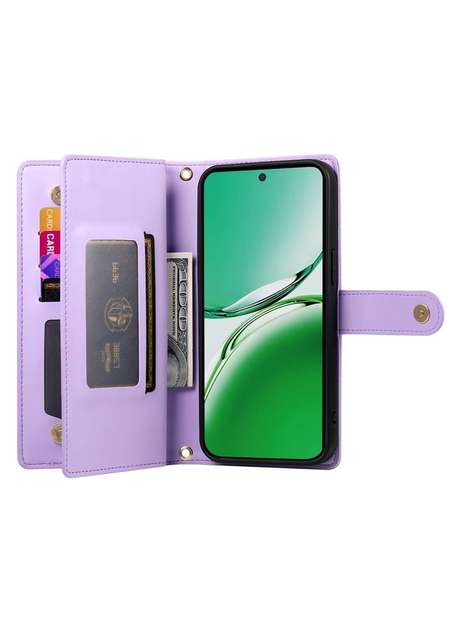 اس-توب جراب لهاتف OPPO Reno12 F 4G / 5G / F27، الهند، حقيبة محفظة بسحاب مزودة بتسع فتحات للبطاقات، جراب هاتف جلدي - Image 3