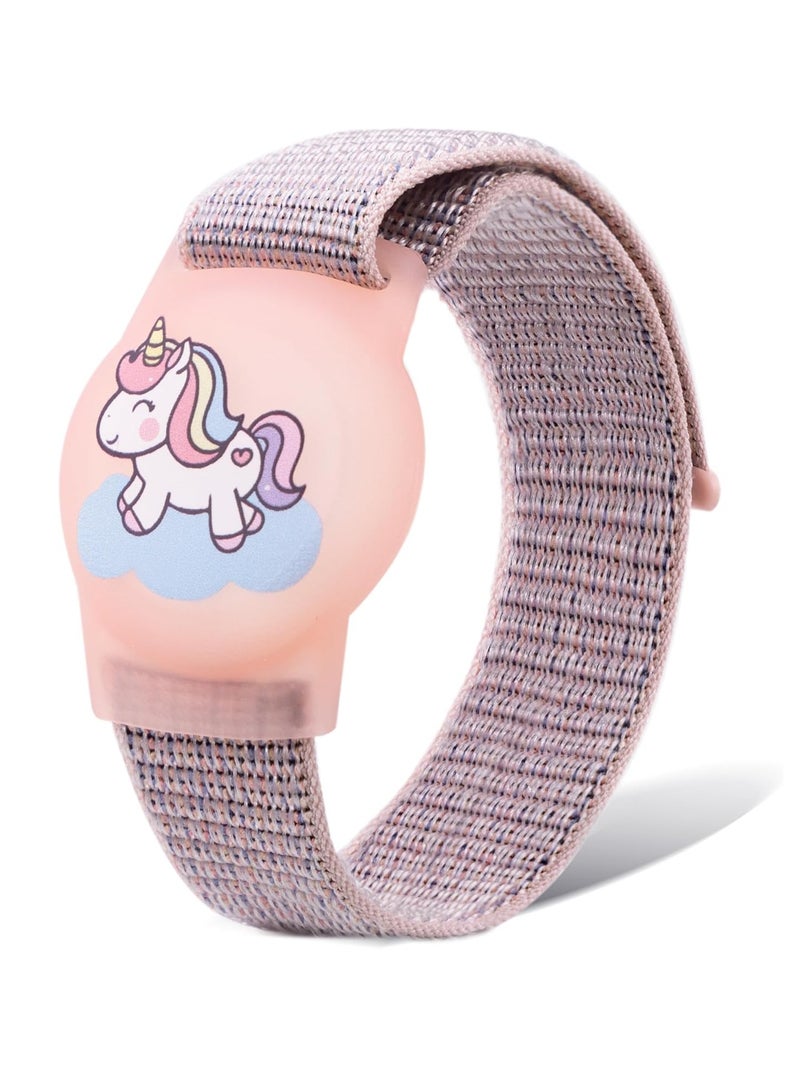 LAIAOCISI Children's Adjustable AirTag GPS Tracker Protective Bracelet Waterproof Case Cover Cute Cartoon Full Coverage Anti-Lost Airtag Holder Healthy Nylon Wristband Accessories for Kids(Unicorn) - Image 1