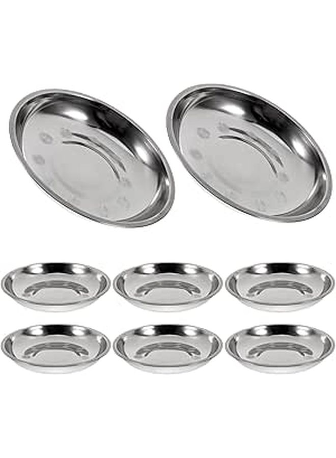 Stainless Steel 18cm Deepened Serving Trays 6pcs Bbq Steak Pasta Reusable Kitchen Containers - Image 1